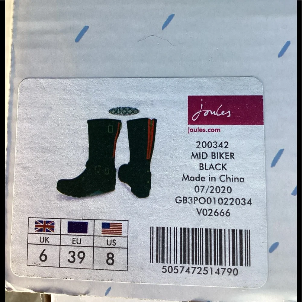 Joules Black Rain Boots with Red Zipper & buckles